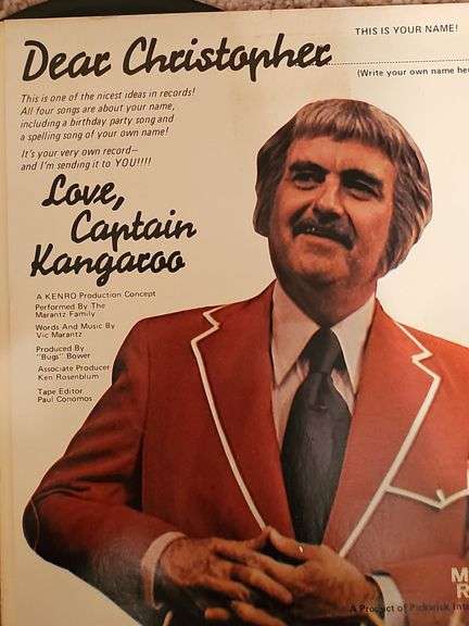 Grouping of 45's records. "Christopher" is a vintage Captain Kangaroo version. See all photos for various titles.