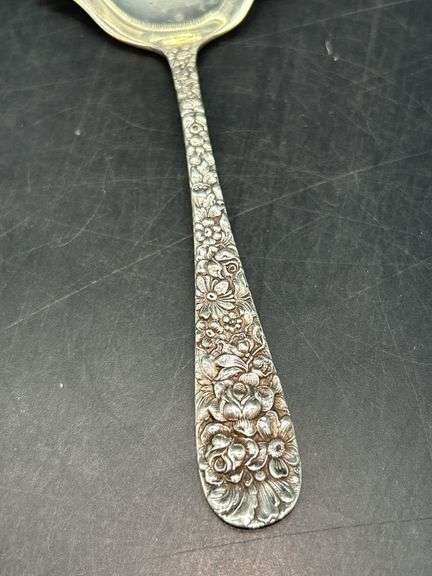 STIEFF Sterling Silver Repousse Bon Bon Spoon…..33 grams