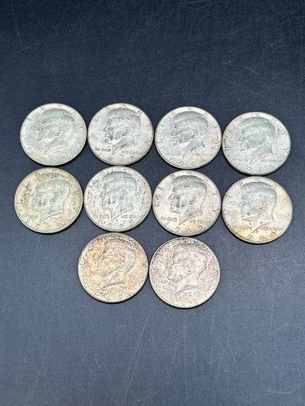 Selection of 10 40% silver Kennedy Half Dollars…..years 1965, 1966, 1968 and 1969 image