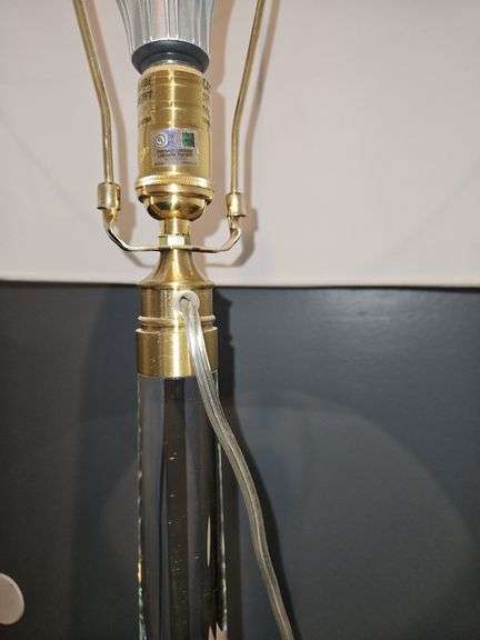 Regina Andrew Stowe Crystal Clear Linen Gold Buffet Lamp 6.5" square base x 33.5" h...18x11 shade...