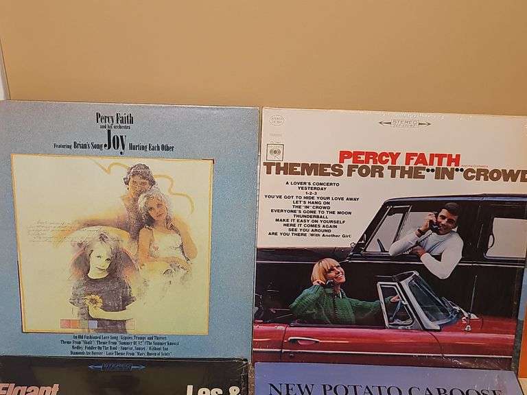 Grouping of albums by Percy Faith, Les and Larry Elgart, New Potato Caboose, Bud Shank, and more.