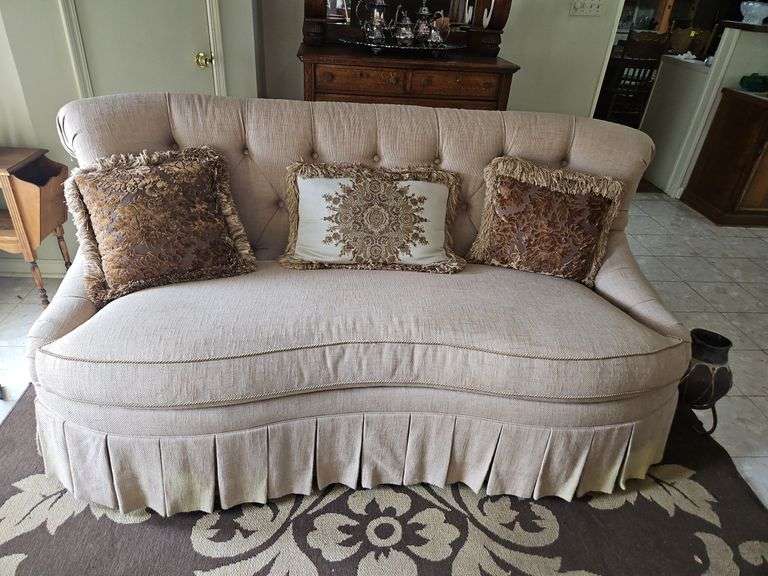 Very nice, comfortable single cushion sofa by Paul Roberts 80x32x39 INCLUDES PILLOWS... image