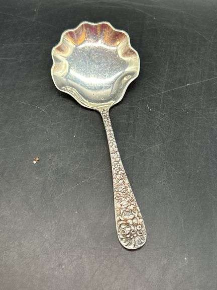 STIEFF Sterling Silver Repousse Bon Bon Spoon…..33 grams