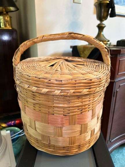 Nice looking lidded basket……16 x 12 x 10