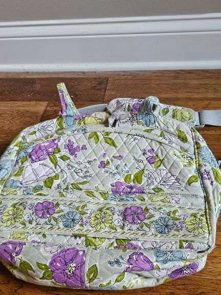 Vera Bradley purple yellow and blue flower laptop bag.