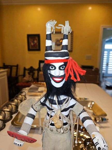 Vintage 18" Kachina Doll "Watermelon Clown" signed by I McB...