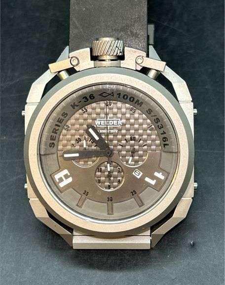 REPRODUCTION Welder by U-boat K36 Chronograph Stainless Steel Men’s Watch with Rubber Strap (00366)…..THIS WATCH IS NOT ORIGINAL NOR AUTHENTIC