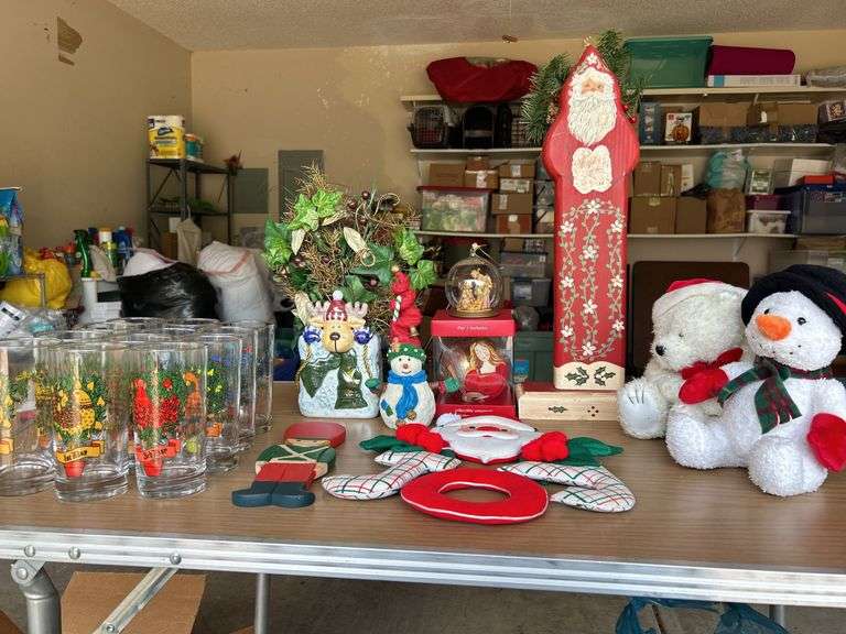 Tote of Christmas decor and box of Christmas glasses (missing Day 2 of 12 days of Christmas)…..see all pics
