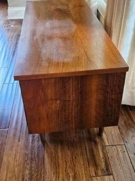 MCM Lane cedar chest. Interior shelf needs repair. Contents not included. 39.25x16.5 x 19 in tall.