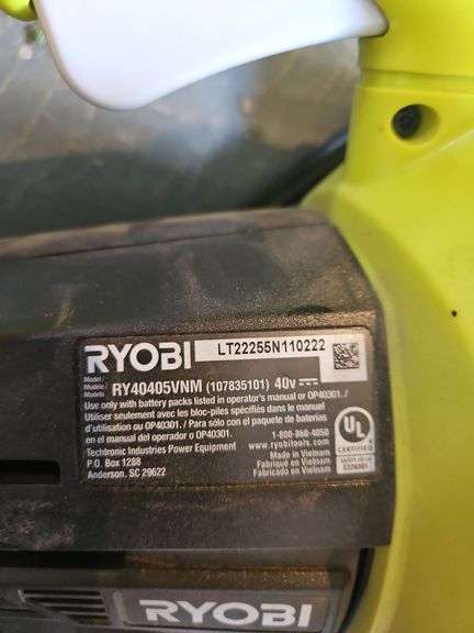 Ryobi 40V VacAttack Leaf Mulcher w/Battery & Charger ALL ARE OPERATIONAL...