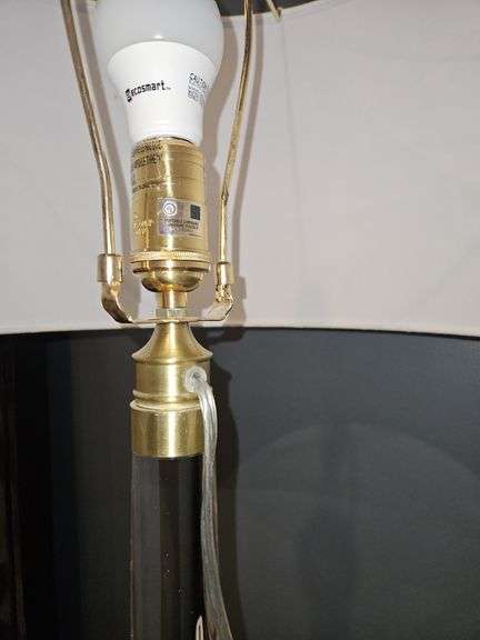 Regina Andrew Stowe Crystal Clear Linen Gold Buffet Lamp 6.5" square base x 33.5" h...18x11 shade...