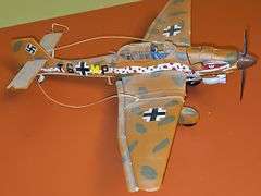 Model of a Vought F4U Corsair American fighter aircraft. (Missing right front wheel) Stuka-Junkers Ju 87, German dive bomber plane.
