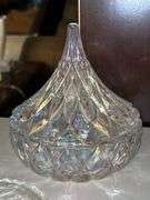 Great selection of pressed glass, clear glass and crystal home decor pieces…..s/p shakers are Lenox…..lidded trinket is Lenox-like but not marked