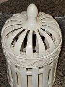 Decorative crackle finish bird cage? Candle holder? 7-in diameter x-13.25 in tall.