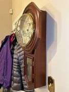 Waltham Regulator Schoolhouse 31 Day Chime Mechanical Wall Clock w/Key…..clock is not damaged but will not stop chiming and seller didn’t know how to fix so there is a pencil in place to stop chime…..approx. 28” tall