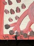 Original signed Mose T red Tiko bird Folk Art with signature soda can tab hanger…..7-1/2 x 7-1/2