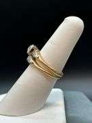 Vintage 14K yellow gold wedding ring set…..diamonds are not tested…..size 6-1/2…..4 grams…..marked Cardinal inside band