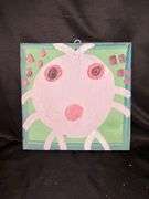 Original signed Mose T white baby Tiko bird Folk Art with signature soda can tab hanger…..10-1/4 x 10-1/4