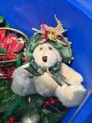 Tote full of Christmas decor and heavy duty tree stand