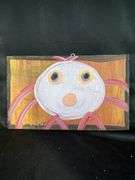 Original signed Mose T white baby Tiko bird Folk Art with signature soda can tab hanger…..17-1/2 x 10-1/2