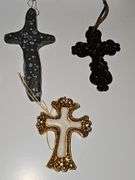 Christian artwork, crosses, Angels, friends, and a flower painting on a board