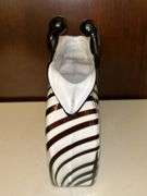 Rare Mid-Century (1960s) Murano Optical Illusion Zebra Handbag Art Glass Vase…..6-1/2 x 7-1/4 tall