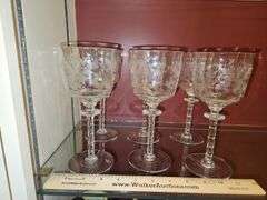 Set of Six(6) Vintage Tiffin Franciscan Cadena Clear Stem 7.5" Water Goblets in Excellent Vintage Condition...