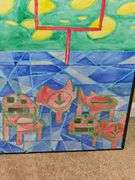 Abstract football theme art.