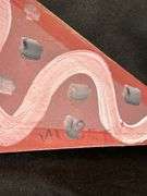 Original signed Mose T pink snake Folk Art with signature soda can tab hanger…..17-1/2 x 8-3/4