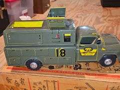 Vintage repair truck. All metal. Lift truck only. No other accessories or supplies in the box..