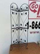 Great selection of wrought iron and metal items plus a collapsible garden pull cart….items in background are not included
