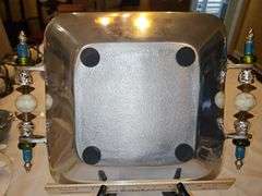 Very Nice large 11.75" square aluminum tray w/beaded handles...