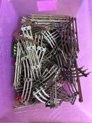 Tote full of Lionel O Gauge train track and other accessories…..there is rust and no guarantees if complete set of tracks….please see pic of seller’s complete set up