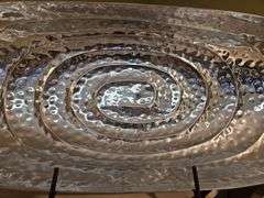 Super Nice very large oval aluminum tray by Pampa Bay w/stand 29x11.25...