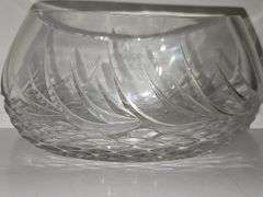 Saratoga Crystal bowl. 9 in wide X 5 in tall. Has been engraved on one side.