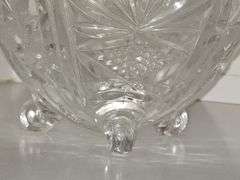Vintage crystal candy dish. Possibly Royal shell collection. 10.75 in tall. No cracks or chips found.