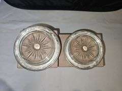 Set of Two(2) vintage Frank Whiting 4.5" cut glass coasters w/Sterling rims...