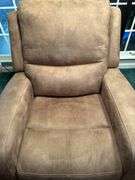 Flexsteel Industries tan microsuede power rocker recliner with adjustable head rest and USB port on side…..in really good condition, only 1 small stain found and chair is fully functional…..37 x 22-1/2 x 19 tall to seat (49 tall overall)