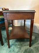 MCM Federal-Style single drawer side table with glass overlay…..16 x 25 x24 tall