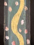 Original signed Mose T yellow snake Folk Art with signature soda can tab hanger…..4-1/2 x 18-1/2