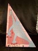 Original signed Mose T baby blue Tico bird Folk Art with signature soda can tab hanger…..9-1/2 x 15-1/2