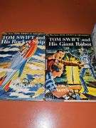 Tom Swift books volumes one through 10 inclusive with dust covers, and volume 29. Also included the Hardy boys series book 2. Tom Swift copyrights run from 1954 -1957 and 1967. Hardy boys copyright 1959. See all photos