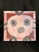 Original signed Mose T pink baby Tico Folk Art with signature soda can tab hanger…..7-7/8 x 7-1/2