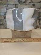 Beautiful Alex Marshall Handmade Stoneware 8" x 4" Round Ripple Bowl in Grey-White Stripe SEE DESCRIPTION FOR DETAILS...