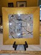 My research shows this Beautiful 11x11 piece was Handmade in Israel; Naharlya Glass Tray Andreas Meyer Gold White Painted Art...
