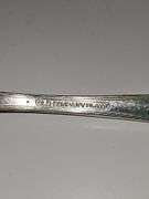 Old company plate flatware possibly Signature Rose pattern. Four dinner forks, four salad forks, five soup spoons, four iced teaspoons, four dinner knives, two serving spoons, one ladle, one cold meat fork, one sugar spoon, and one butter knife. No monogram.  Circa 1940s