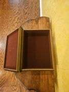 Vintage-look half-moon table w/vintage-look book(actually a box) stationary on top 22x11.5x27.5x30(including book)...