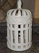 Decorative crackle finish bird cage? Candle holder? 7-in diameter x-13.25 in tall.