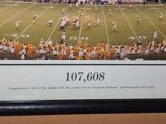 Framed University of Tennessee poster "107,608" 40x14.5 in tall.