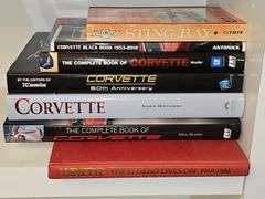 Grouping of Corvette books. Top three are soft cover, the rest are hardback.